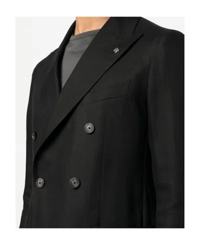Tagliatore Peak-lapels Double-breasted Blazer In Black