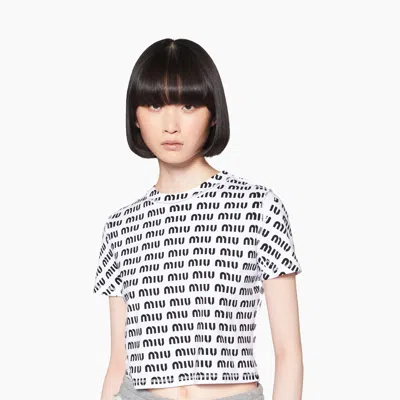 Miu Miu Logo-print T-shirt In White