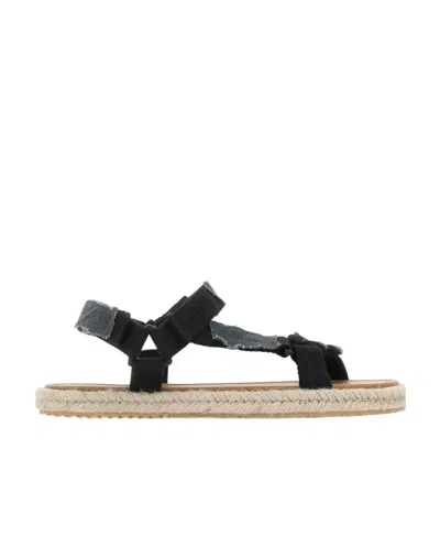 Maison Margiela Textured Fabric Strappy Trek Sandals In Black