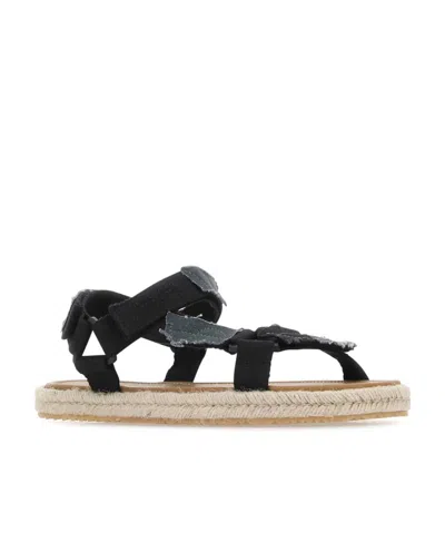 Maison Margiela Textured Fabric Strappy Trek Sandals In Black