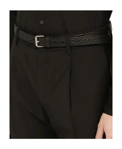 Prada Textured Leather Belt In Black