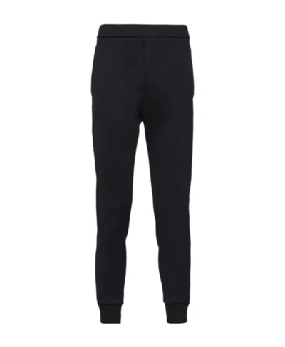 Prada Mens Black Contrast-trim Tapered-leg Cotton And Nylon Jogging Bottoms In Black