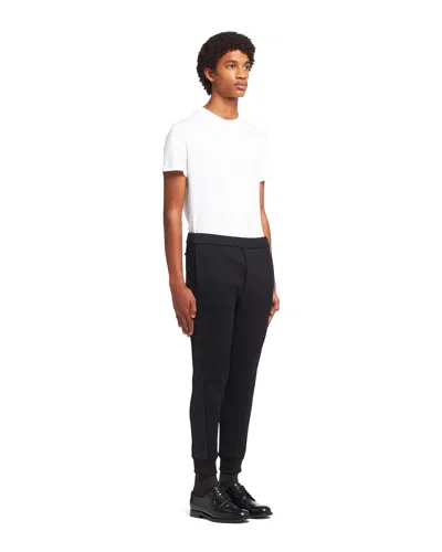 Prada Mens Black Contrast-trim Tapered-leg Cotton And Nylon Jogging Bottoms In Black