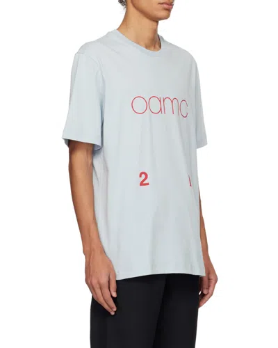 Oamc Light-blue Cotton Oversize T-shirt In White