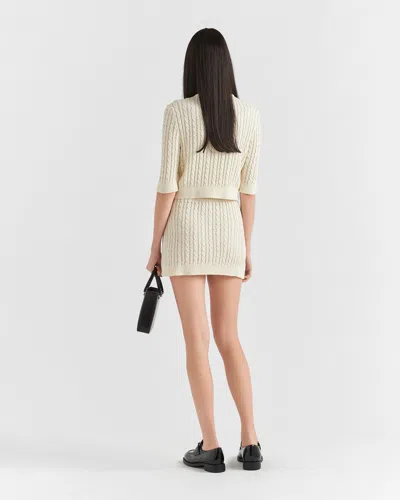 Prada Mini Skirt With Elastic Waist And Decorative Buttons In Ivory