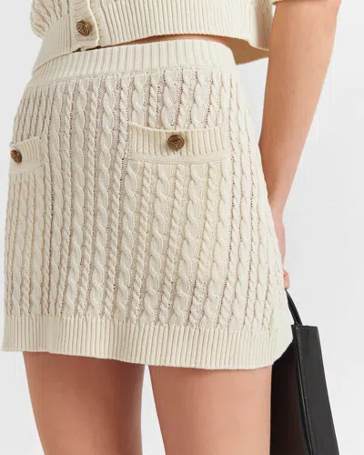 Prada Mini Skirt With Elastic Waist And Decorative Buttons In Ivory
