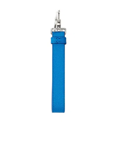 Burberry Monogram Leather Keychain In Blue