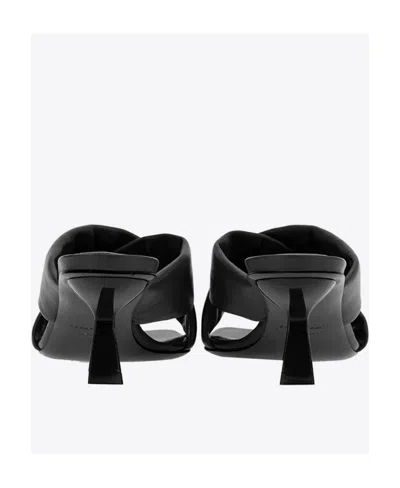 Ferragamo Black Lambskin Crossover Slip-on Heels In Black
