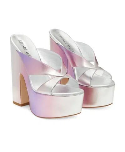 Stuart Weitzman Miami Sohigh 145 Leather Mules With Platform Sole In White