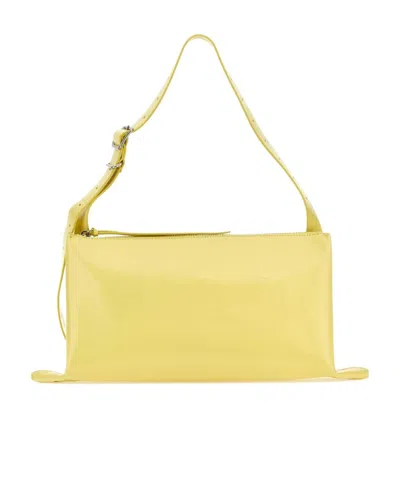 Jil Sander Medium Folded Leather Shoulder Bag In Yellow
