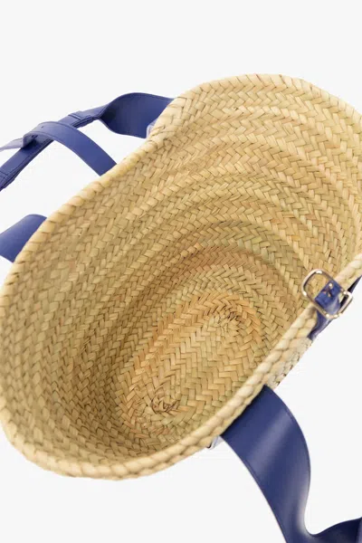 Chloé Logo-tape Interwoven Beach Bag In Nude