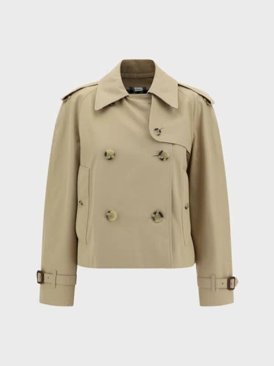 Burberry Double-breasted Cotton Lightweight Jacket In Brown