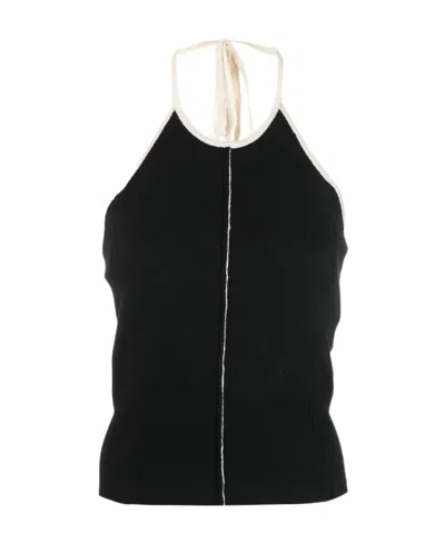 Sunnei Halterneck Knitted Top In Black