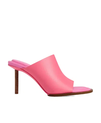 Jacquemus 80mm Les Mules Ronde Leather Mules In Pink