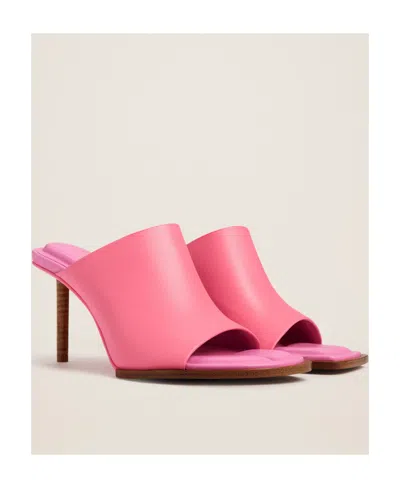 Jacquemus 80mm Les Mules Ronde Leather Mules In Pink