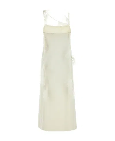 Jil Sander Ivory Viscose Blend Dress In White