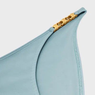 Celine Triomphe Matte Plain Knitted Swimsuit In Blue