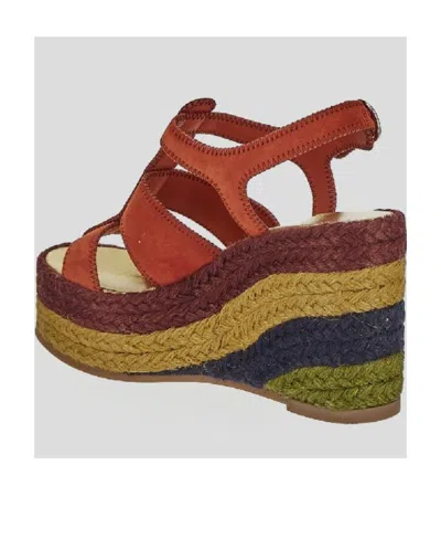 Ferragamo Strappy Wedge Heel Espadrilles In Brown