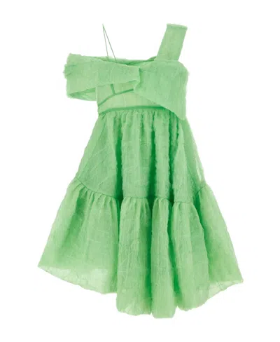 Cecilie Bahnsen Soon Draped Asymmetric Dress In Green