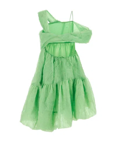 Cecilie Bahnsen Soon Draped Asymmetric Dress In Green