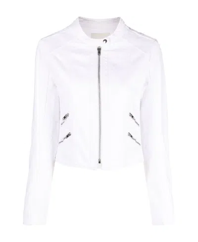 Isabel Marant Band-collar Bomber Jacket In White