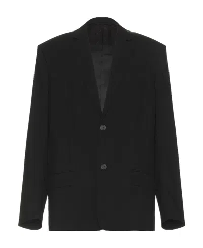Balenciaga Logo-patch Cotton Blazer In Black