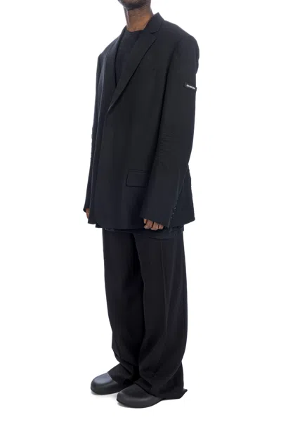 Balenciaga Logo-patch Cotton Blazer In Black