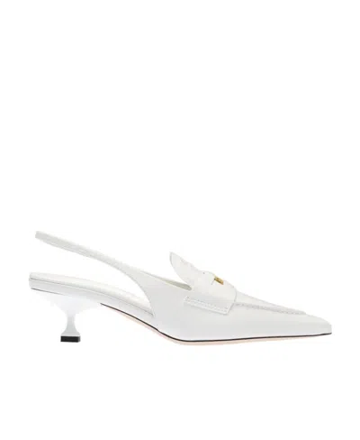 Miu Miu Leather Slingback Pump In White