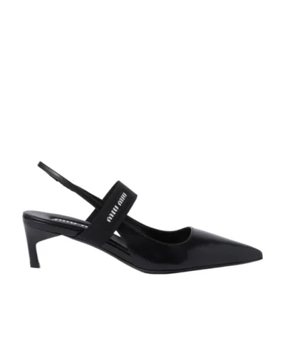 Miu Miu Black Slingback Heels In Black