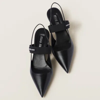 Miu Miu Black Slingback Heels In Black