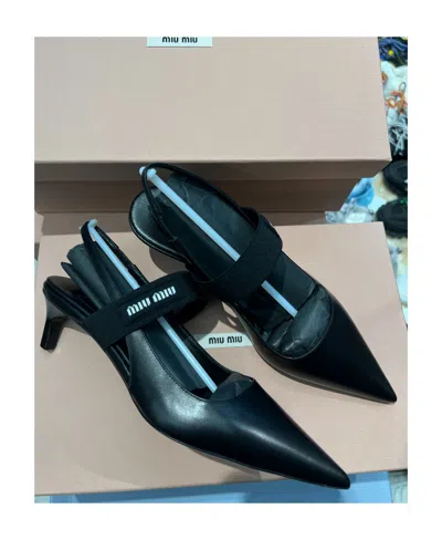 Miu Miu Black Slingback Heels In Black