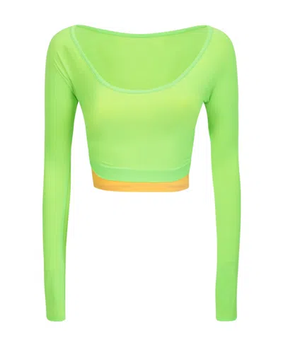 Sunnei Green Longsleeve Scoop Neck Top