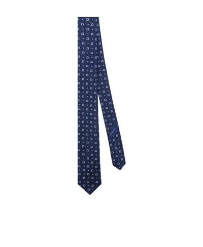 Ferragamo Patterned Tie In Blue