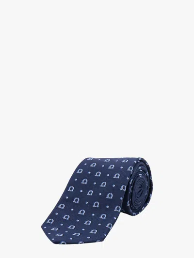 Ferragamo Patterned Tie In Blue
