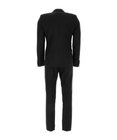 Prada Tailored Wool Blend Suit With Notched Lapel In Black