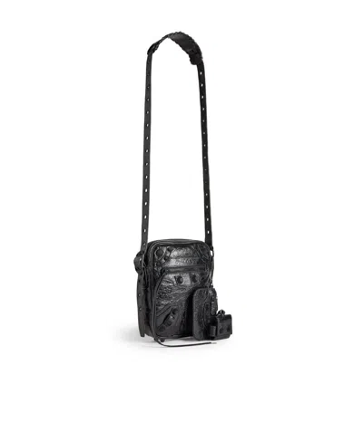 Balenciaga Black Leather Le Cagole Men Crossbody Bag In Black