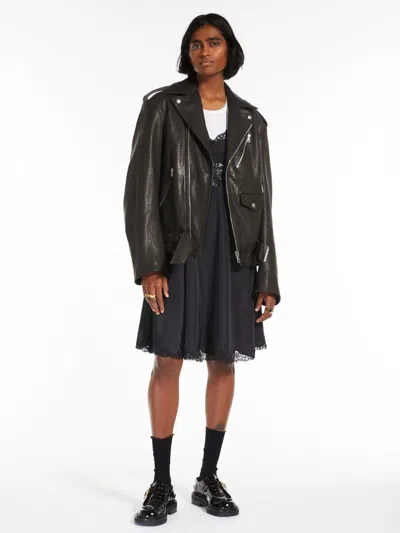 Sportmax Logo Leather Jacket In Black