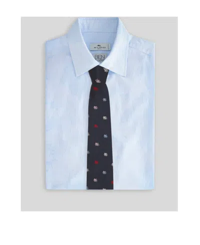 Etro Logo-jacquard Silk Tie In Blue