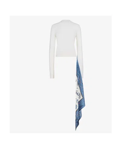 Fendi Silk-panel Wool Jumper In White