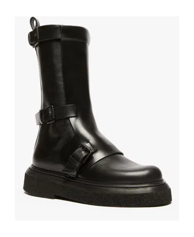 Max Mara Round-head Short Boots In Black