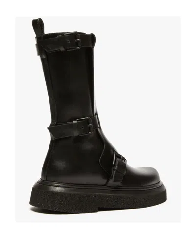 Max Mara Round-head Short Boots In Black