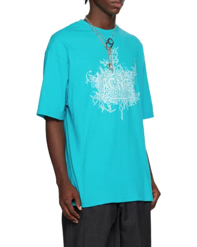 Acne Studios Extorr Devil Logo T-shirt In Blue