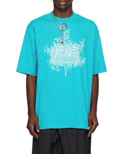 Acne Studios Extorr Devil Logo T-shirt In Blue