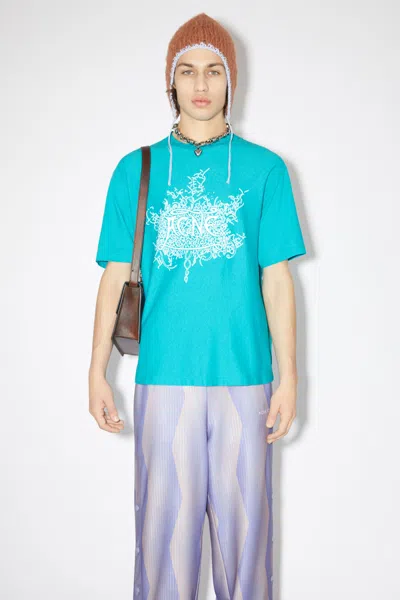 Acne Studios Extorr Devil Logo T-shirt In Blue