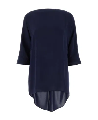 Max Mara Draped Neckline Ferro Blouse With Asymmetric Hem In Black