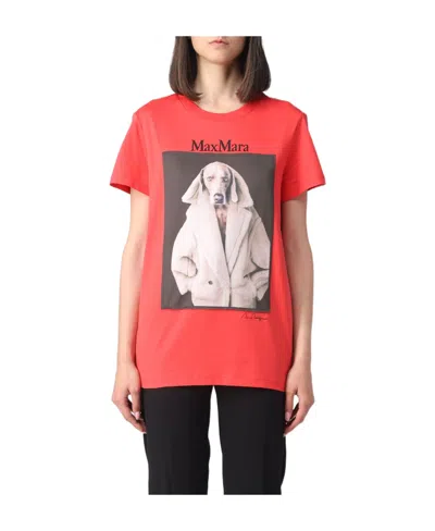 Max Mara T-shirt With Round Neck And Short Sleeves In Multicolor