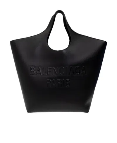 Balenciaga Black Leather Large Mary-kate Shopping Bag In Black