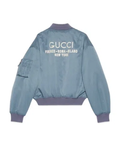 Gucci Logo-print Bomber Jacket In Gray