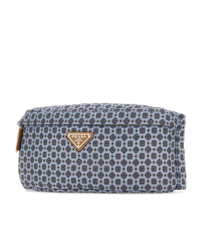 Prada Printed Re-nylon Belt Bag In Gray