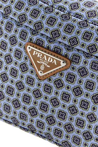 Prada Printed Re-nylon Belt Bag In Gray